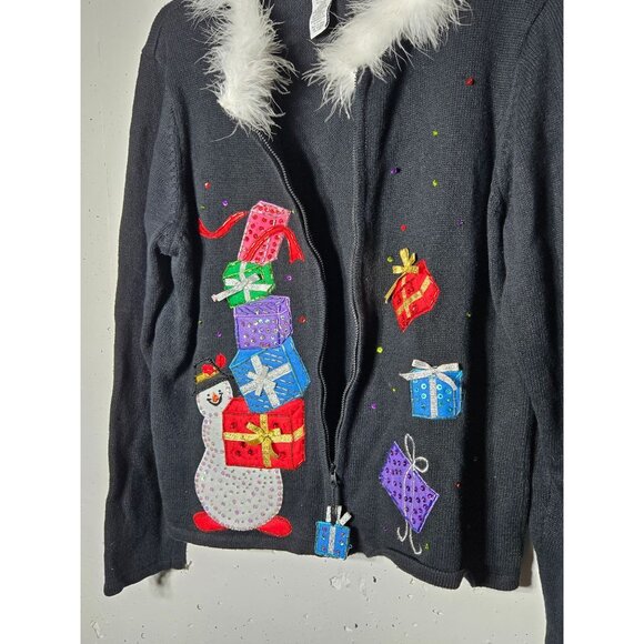Vintage 2004 Heirloom Collectibles Christmas Sequin Embellished Santa Sweater L - Picture 9 of 13